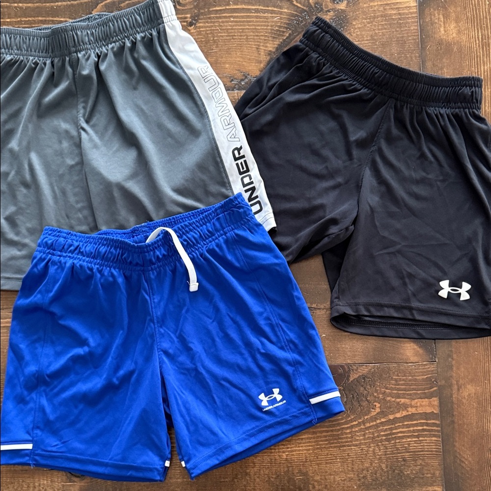 Under Armour kids Athletic Shorts - Black, Blue, Gray Trio